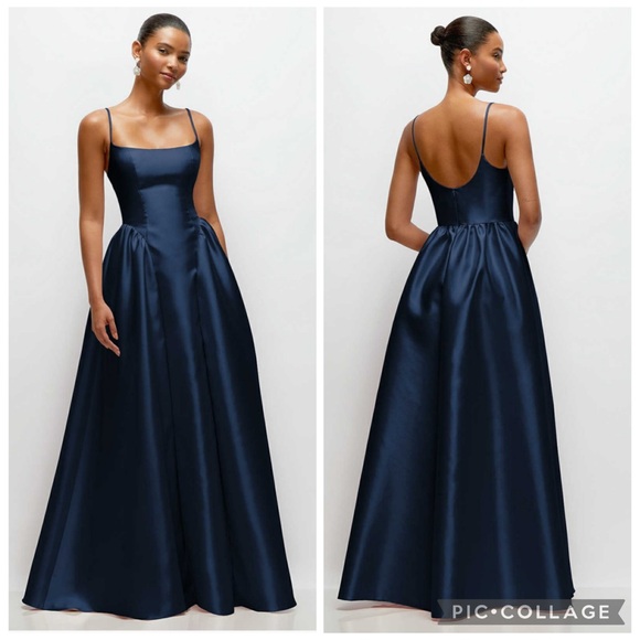 Dessy Collection 3169 Drop Basque Skirt Gown Midnight Blue 6 - Picture 1 of 9